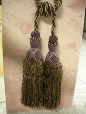 6 PCS Double Tassel Curtain Tieback Sara Plum - purple, green, Gold