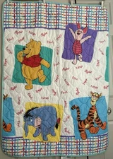 Vintage 1996 Disney Winnie The Pooh Baby Crib Blanket Tigger Piglet 36”x51”
