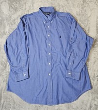 Ralph Lauren Yarmouth Button Down Dress Shirt Men's 17.5/33 Blue Solid Cotton