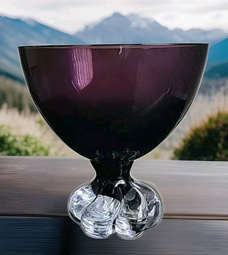 Vintage Art Glass Clear Swirl Footed Amethyst Purple Bowl,candy Dish,6"x 6" - Picture 3 of 9