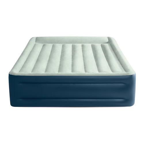 Intex Air Mattress Off-White/Blue QUEEN Elevated 18" Rest Internal Pump - Picture 2 of 11