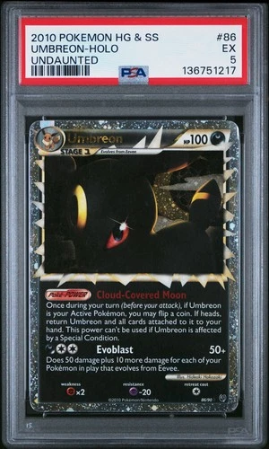 Umbreon 86/90 Prime Undaunted Heartgold & Soulsilver PSA 5