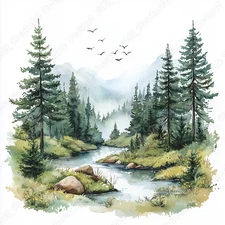 Lake Landscape Clip Art