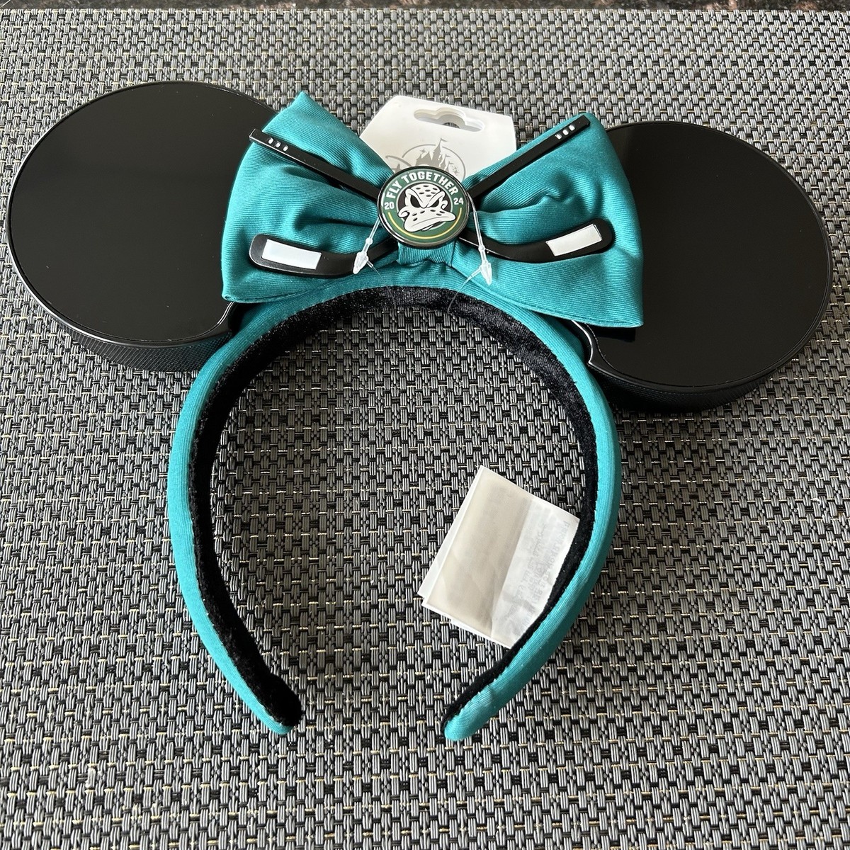 Disney NHL Anaheim Ducks Orange Bow Ear Headband with Character Medallion Yesterday was pure gold? Thank you @disneyland and Orange  main image 4