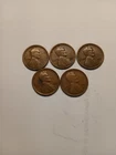 Lot Of 5 Old Wheat Pennies