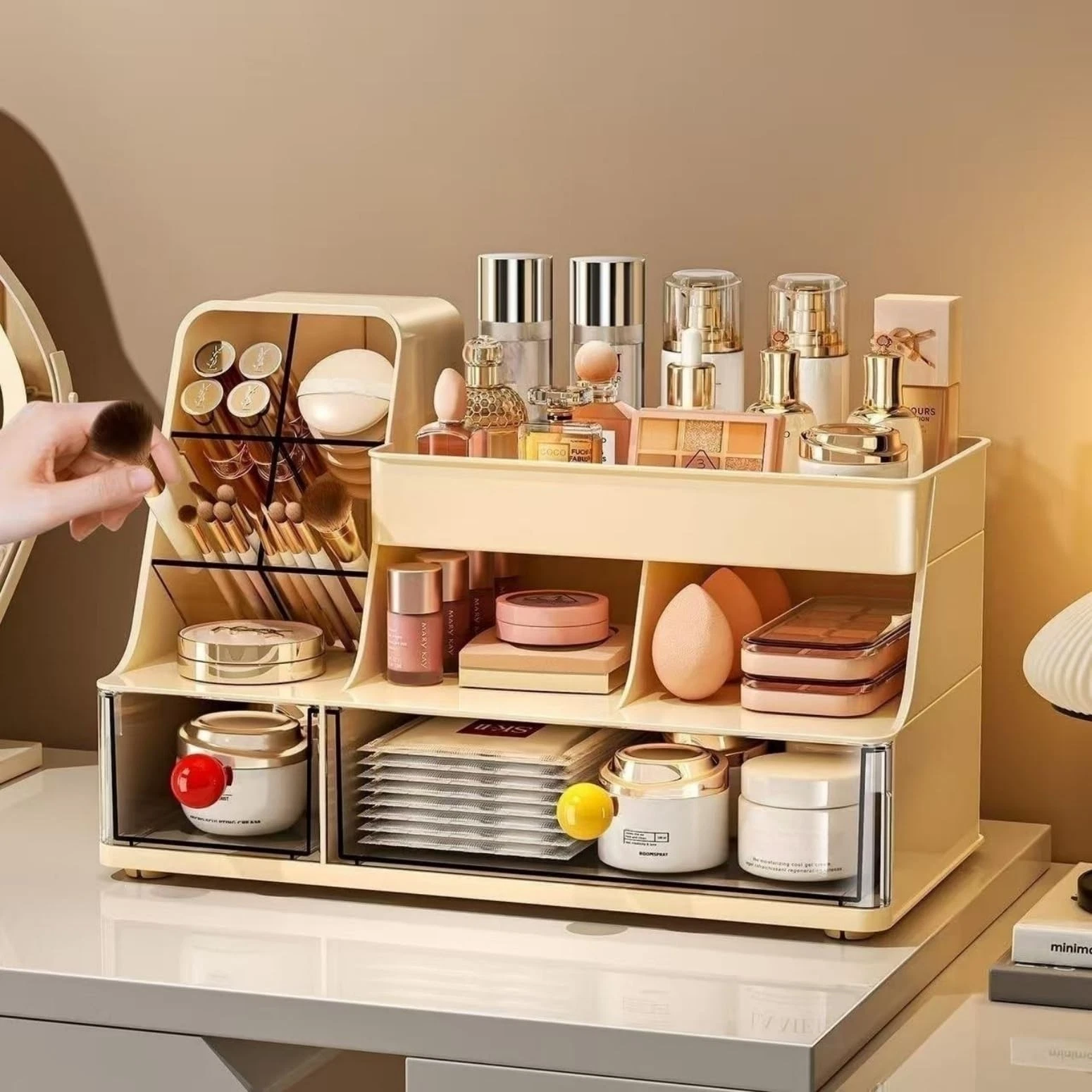 Makeup Organizer with Drawers for Vanity,Bathroom Countertop Organizer with B...