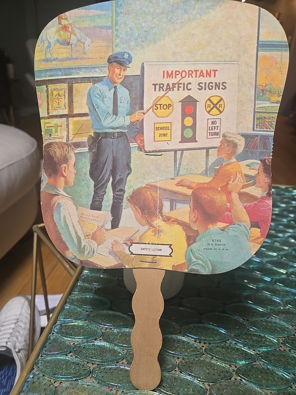 Vtg Church Fan Important Traffic Signs Safety Lesson A. Scheer Iowa Mutual Torna