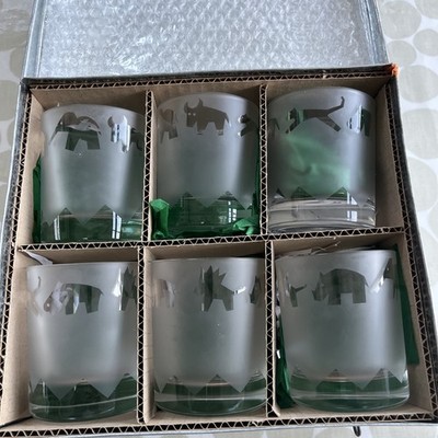 Geschenkset 6 große Tumbler Gläser verschiedene afrikanische Tiere Gravur Metalletui