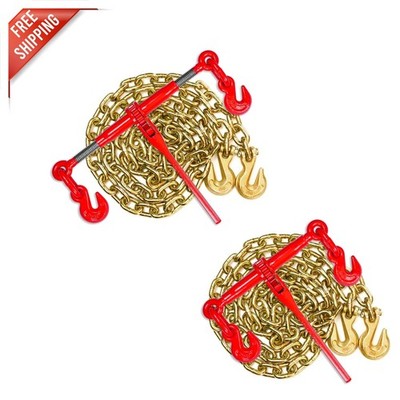 Industrial Grade 5/16'' Ratchet Chain Binders with 10ft Chains - Safety Focused