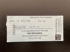 George Carlin Comedy Ticket Stub Palos Verdes Inn California Jan 10  No Year