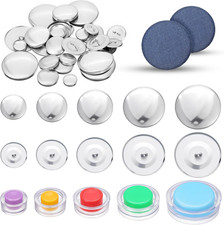 200 Sets Cover Button Kits with 5 Size and Tools, 0.6" 0.7" 0.9" 1.1" 1.5" DIY F