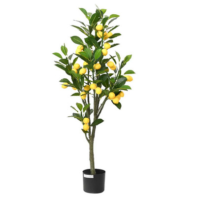 Künstlicher Zitronenbaum 120cm grün PEVA Blätter 38 Zitronen im 15cm Topf realistisch UV