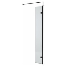 Image of Hudson Reed 300mm x 1950mm Fluted Wetroom Swing Screen with Matt Black Fittings