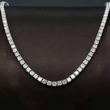 20Ct Round Cut Lab Created 4MM Diamond Tennis Necklace 14k White Gold Plated 18"
