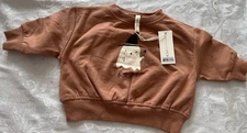 QUINCY MAE Baby Sweatshirt 0-3M Organic Cotton Halloween Ghost Boo Brown Neutral