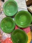(4) 6” Vintage Homer Laughlin Fiesta China Emerald Green Fruit/Dessert Bowls