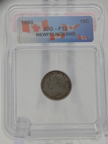 1890 NEWFOUNDLAND 10 Cent - Nickel - ICG Graded F12 (BF1977)