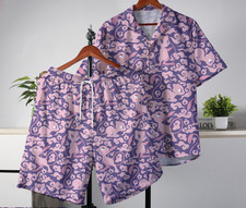 Mew Hawaiian Shirt Summer Hawaii Set Tropical Button Up Shirt Summer Beach Short