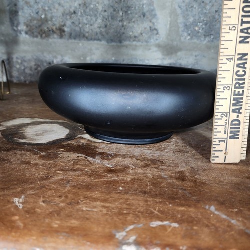 TIFFIN GLASS Black Satin Cupped Flower Bowl Footed Bottom 1930's Vtg Art Deco - Picture 7 of 10
