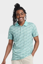 All in Motion Textured Jacquard Knit Loose Fit Polo Shirt Green Paisley XXL NWT