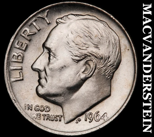 1964 Roosevelt Dime- Silver Choice Gem Brilliant Uncirculated Luster #i308