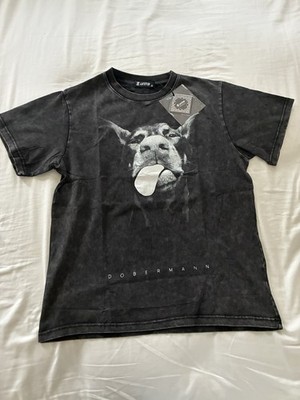 Black Doberman Graphic Black T-shirt Laixton M