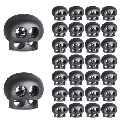 30 Pcs Double Hole Spring Cord Lock End Stopper Fastener Slider Toggles Clips