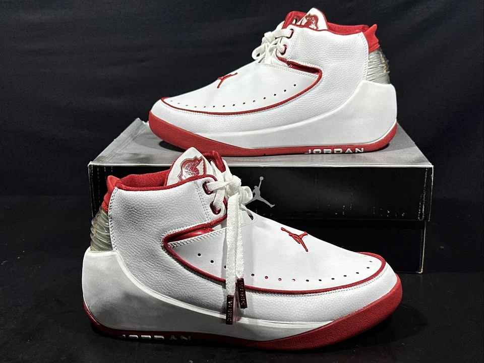 Air Jordan Nu' ретро 2 белые университетские красные серебристые 2003 размер 9,5 306152-161 - Изображение 3 из 4