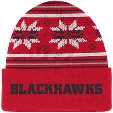 Chicago Blackhawks Red Snowflake Cuffed Knit Beanie Hat