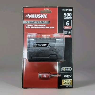 #ad Husky Compact Flashlight with Rechargeable Holster 500 Lumens NEW $21.80
