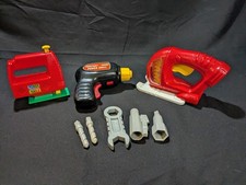 Vintage 90s Children's Power Tools Pretend play 2 Jigsaw Drill  Accessories