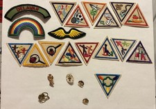 22pc Vintage Retired Girl Scouts Pin and Brownie Badges Triangles Patches Lot