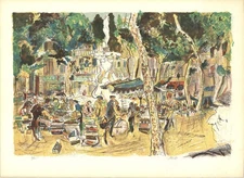 ARTIST UNKNOWN Marche provincial SIGNED 21.75" x 30" Lithograph 1975 Contemporar