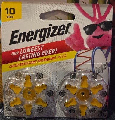 Energizer Zinc Air Hearing Aid Batteries Size 10 - 12 Count Total NEW