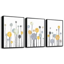 3 Piece Black Framed Abstract Painting Wall Art For Living Room Bedroom Wall ...