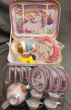 NEW 35 Piece Unicorn Tin Teapot Set Kids 3 years old JOYIN