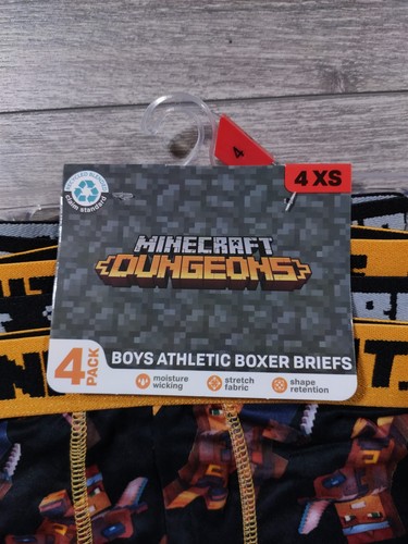 Minecraft Underwear Kids X-Small Size 4 Boxer Briefs 4-Pack Boys - Picture 2 of 7