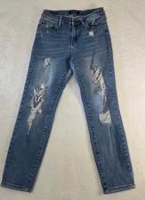 Judy Blue Relaxed Fit Ripped Distressed Light Wash Jeans, 7/28, JB8833