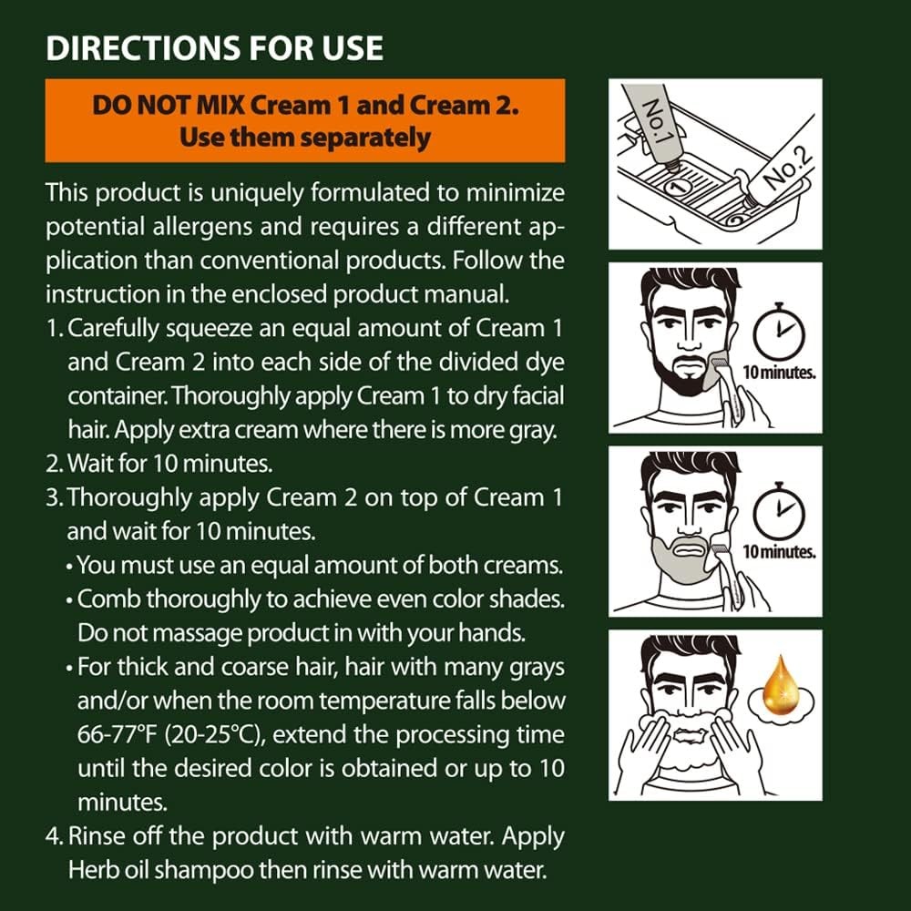 Herb For Men Mustache & Beard Dye (Nature Black, 1 Pack), PPD-Free Ammonia-Fr...