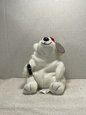 Vintage Coca Cola Plush Polar Bear 1997 New Old Stock w Tag holding soda bottle