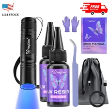 UV Resin Glue Kit 60g with Light Fast Curing Adhesive for Plastic Glass Repair.