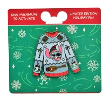 Disney Parks Christmas Stitch Scrump Pin 2024 Ugly Sweater Pullover Gift Card LE