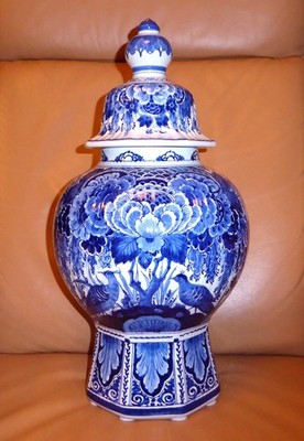 !!!! ROYAL DELFT DE PORCELEYNE FLES SCHÖNE GROSSE DECKELVASE KERAMIK !!!!