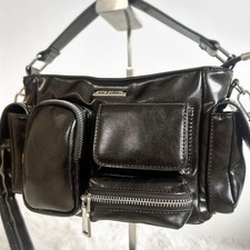 ANNA SUI 2WAY Black Multi-Pocket Shoulder Bag - Y2K Style