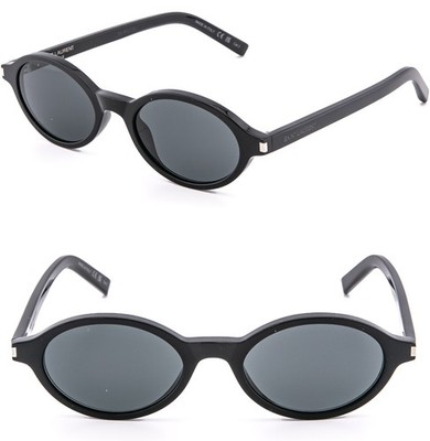 Saint Laurent SL751 JEANNE 001 Sunglasses Black Oval Frame, Black Lenses SL 751 JEANNE Saint Laurent Sunglasses 001 Shiny Black - eye  main image 4