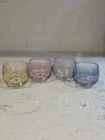 Set of 4 Federal Glass Iridescent Roly Poly Stemless Glasses Vintage Barware