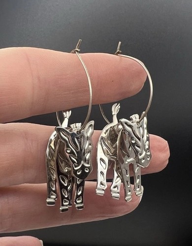 Silver Tone Zebra Berebi 3-D Dangle Earrings - Picture 4 of 5
