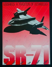 NOS VINTAGE Lockheed SR-71 Blackbird Airplane Military Poster 19" x 25"