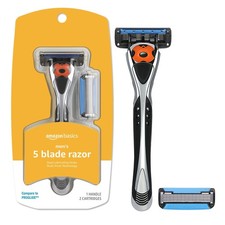 Amazon Basics 5-Blade MotionSphere Razor for Men 2 Count Pack of 1 , Black