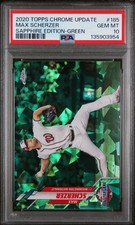 2020 TOPPS CHROME UPDATE SAPPHIRE EDITION 185 MAX SCHERZER GREEN /45 PSA 10